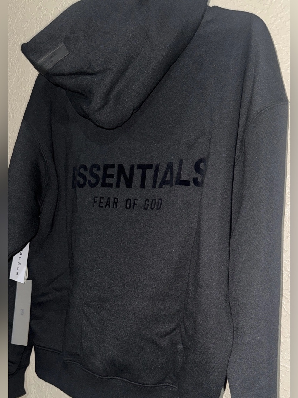 Essentials Black Limo Men's Pullover Hoodie with Chest Logo - Picture 4 of 6